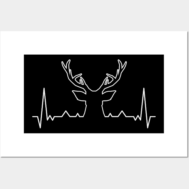 deer hunter stag head antlers heartbeat present Wall Art by favoriteshirt